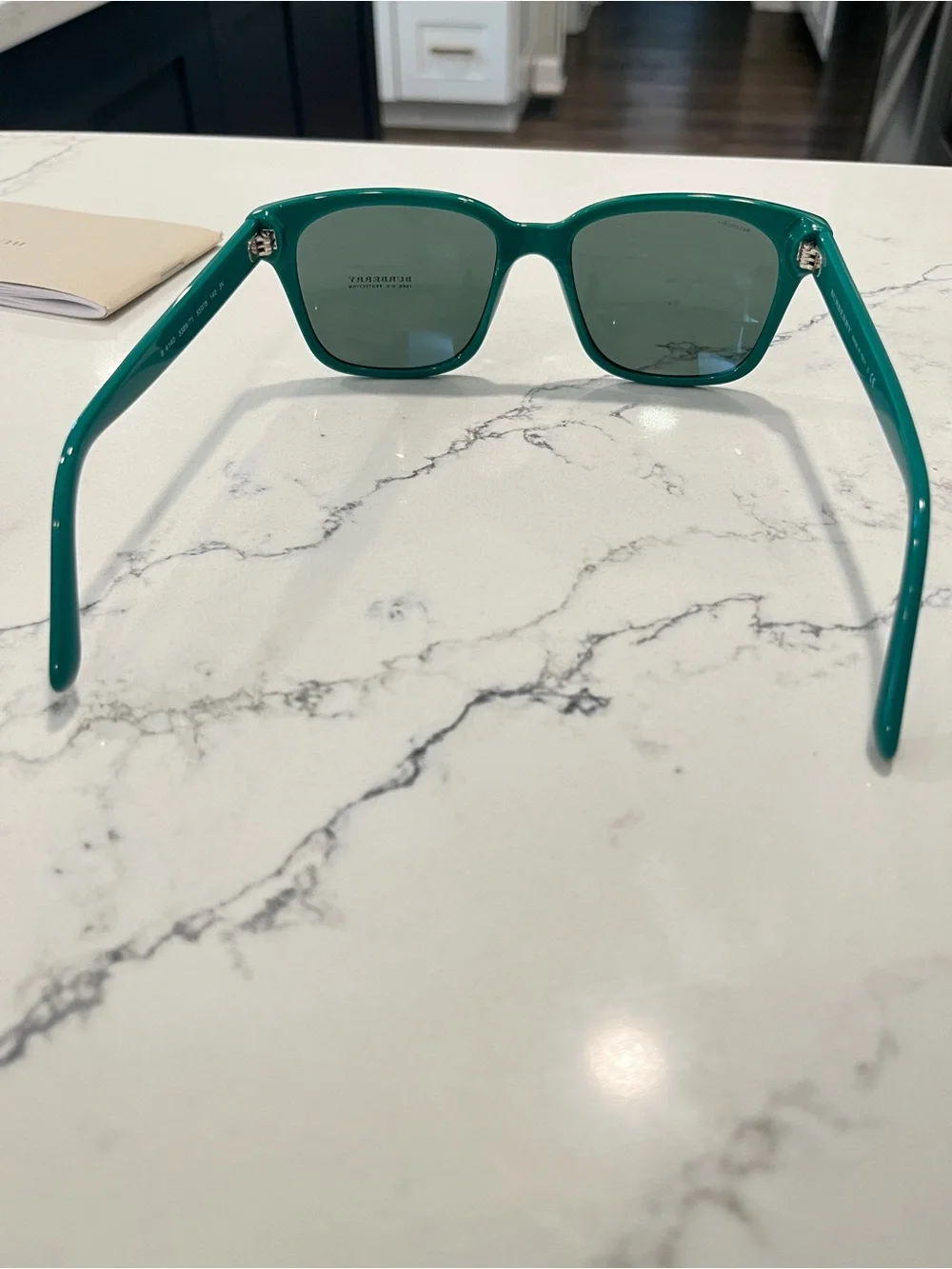 Burberry Sunglasses BE4140 Teal Green Rectangular Grey Sunnies Designer Woman